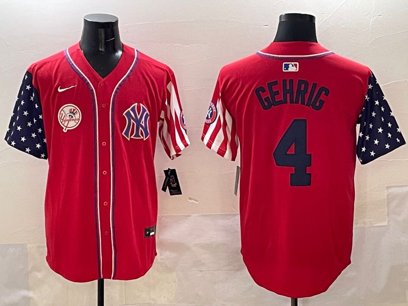 Men New York Yankees 4 Gehrig Red a generation of national flags Jointly Name 2025 Nike MLB Jersey style 9